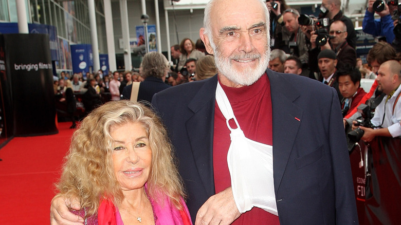 Micheline Roquebrune and Sean Connery at the "Hunt for Red October" premiere in 1990.