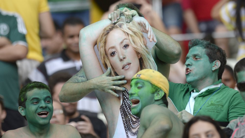 Soccer fans mocking Gerard Pique with Shakira cutout