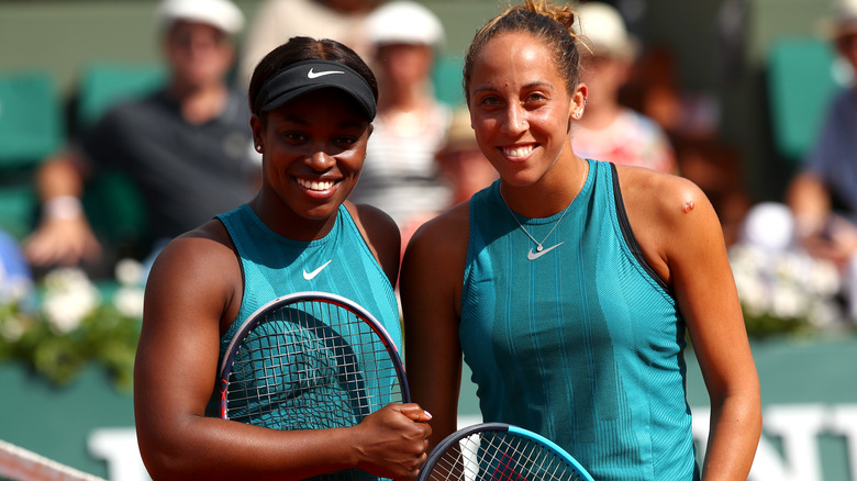 Sloane Stephens and Madison Keys at the net