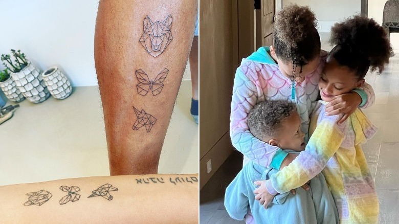 Curry tattoos and Curry kids split image