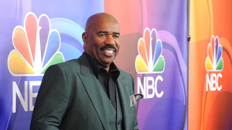 Steve Harvey smiling at NBCUniversal event