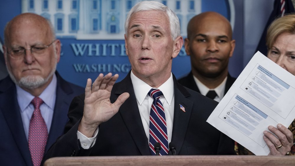 Jerome Adams and Mike Pence