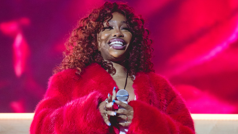 Sza smiling at concert