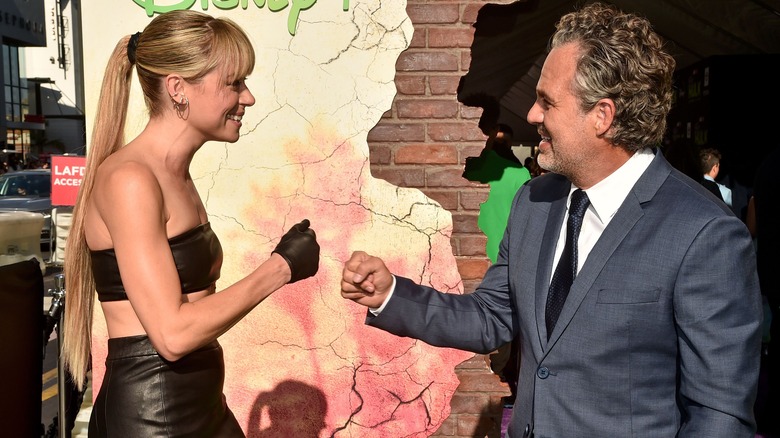 Tatiana Maslany and Mark Ruffalo fist bump