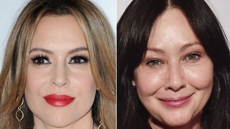 Alyssa Milano and Shannen Doherty smiling