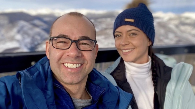 James Murray and Melyssa Davies on a ski trip