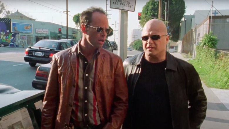 Walton Goggins with co-star Michael Chiklis in a scene from The Shield