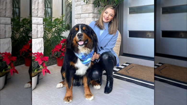 Demi-Leigh Nel-Peters selfie with one of her dogs