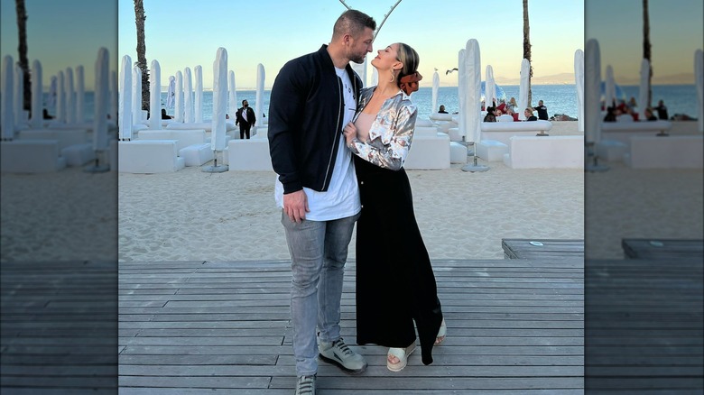 Tim Tebow and Demi-Leigh Nel-Peters posing