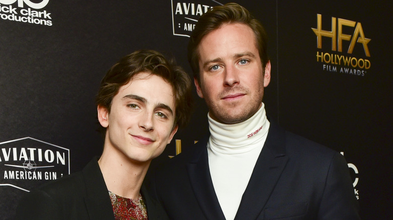 Timothée Chalamet posing with Armie Hammer