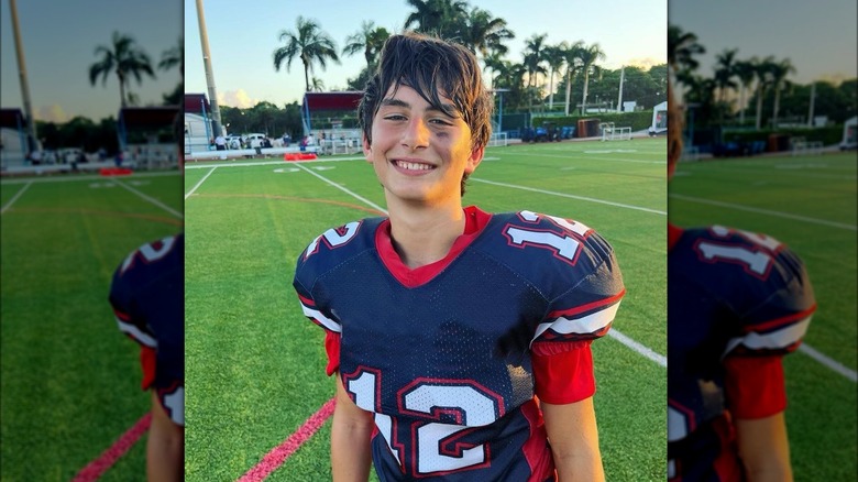 Benjamin Brady poses at football practice