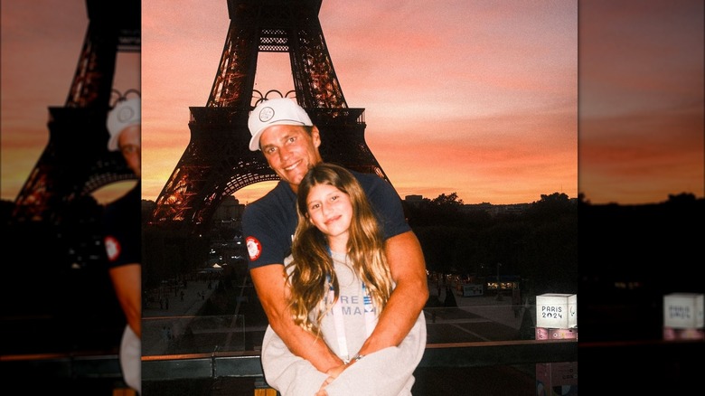 Tom Brady and Vivian pose together in Paris