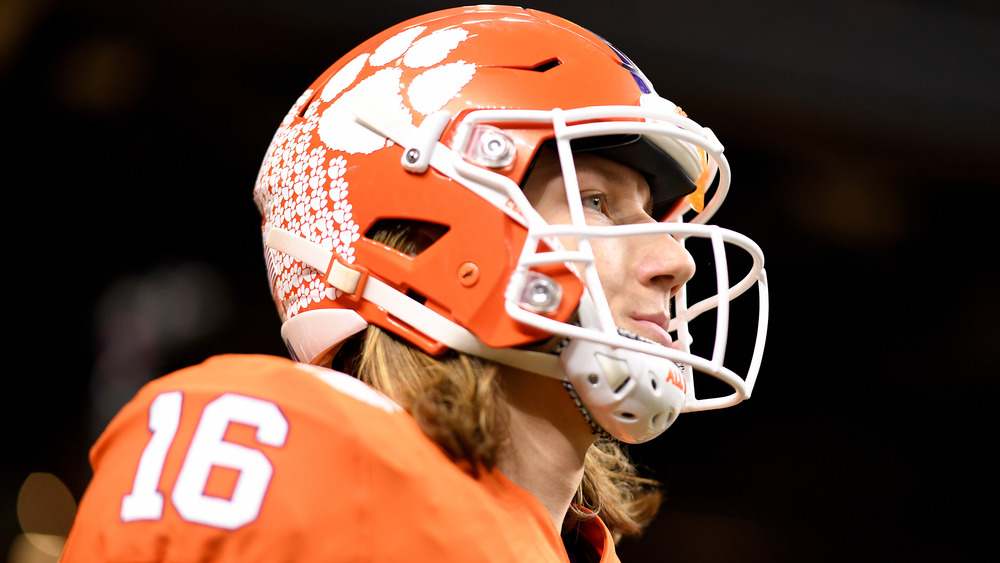 Trevor Lawrence on the field for the College Football Playoff National Championship game against the LSU