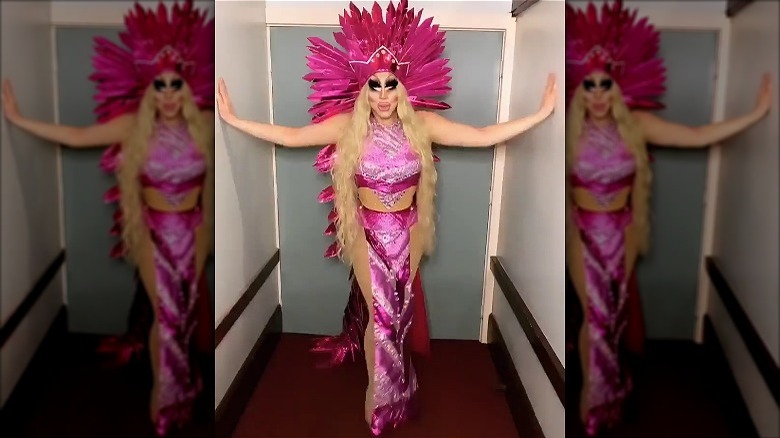 Trixie Mattel wearing Native headdress