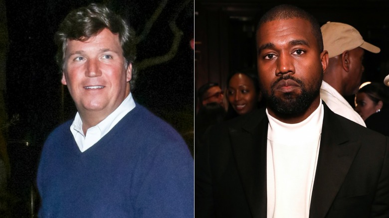 Tucker Carlson and Kanye West split image