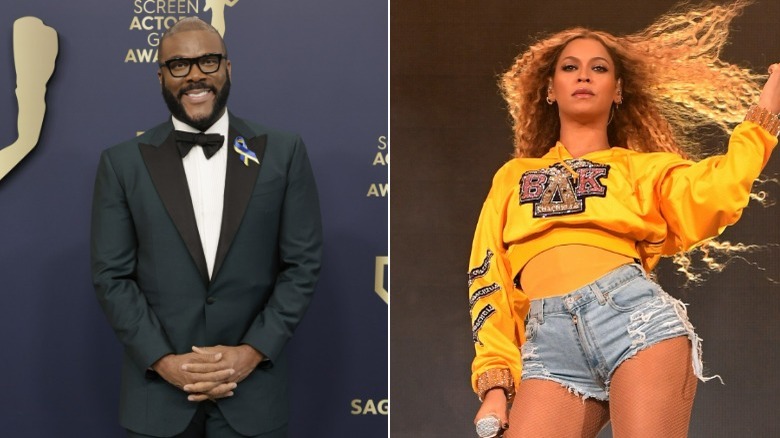 Tyler Perry smiling at SAG Awards, Beyonce posing during 2018 Coachella performance  