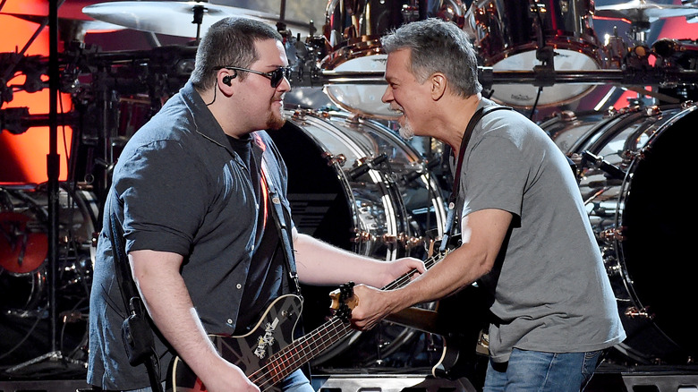 Wolf Van Halen and dad Eddie Van Halen on stage together