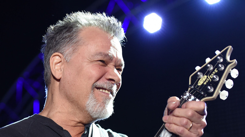 Eddie Van Halen playing his EVH Wolfgang guitar