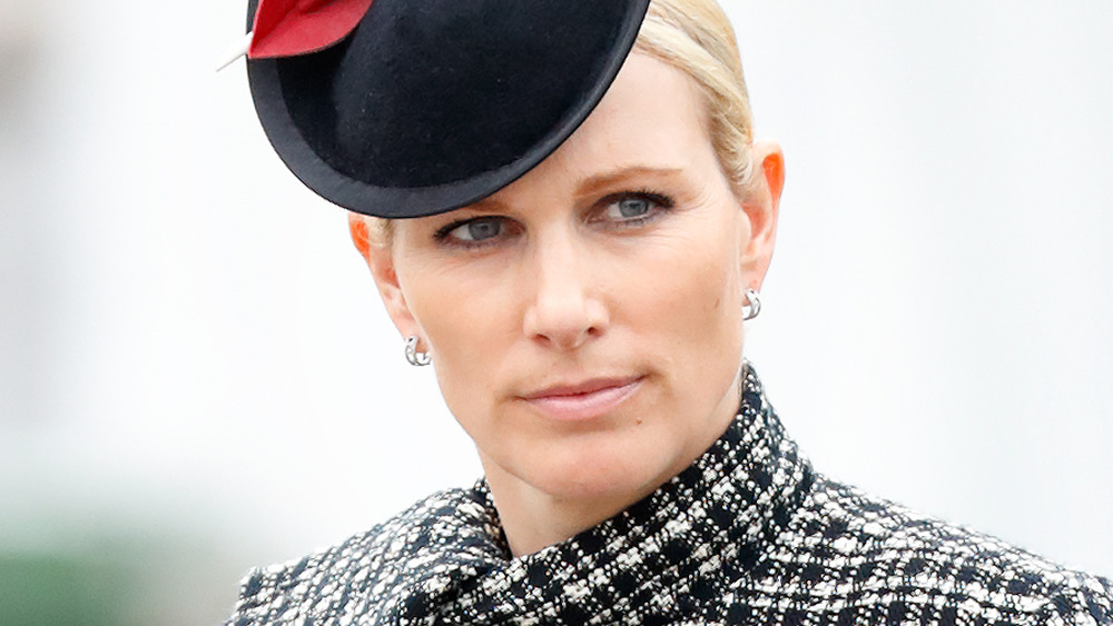 Zara Tindall with a serious expression