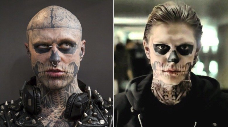 Zombie Boy's tattoos vs. Evan Peters' American Horror Story skull makeup