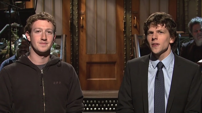 Mark Zuckerberg and Jesse Eisenberg on Saturday Night Live