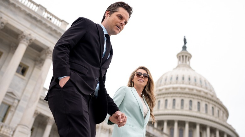 Matt Gaetz and Ginger Gaetz leave the House of Representatives in Washington, DC (2024)