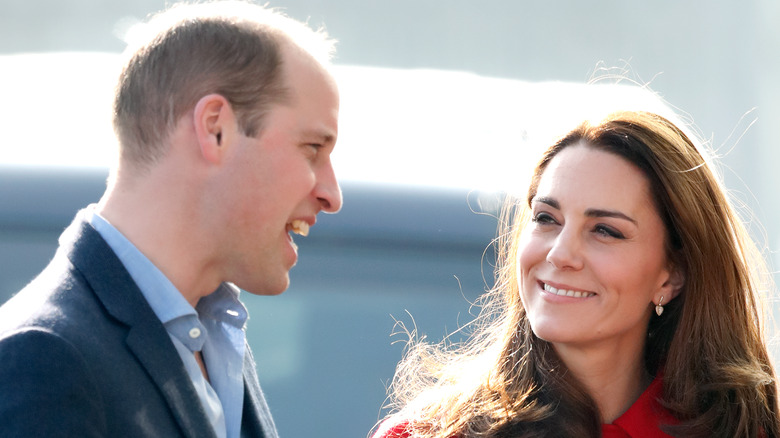 Prince William and Kate Middleton laughing in close-up