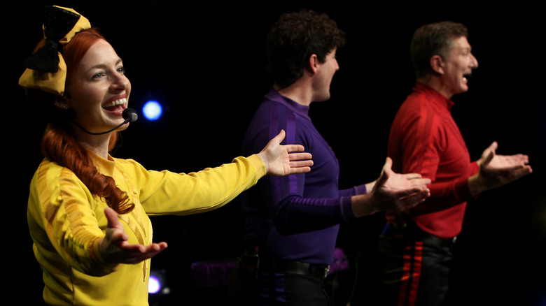 Emma Watkins performing onstage with The Wiggles