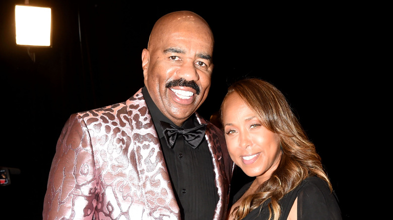 Steve and Marjorie Harvey smiling 