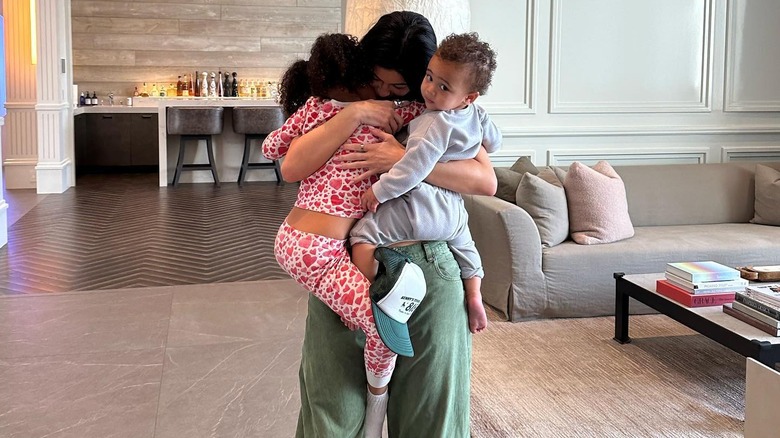 Kylie Jenner hugging her kids