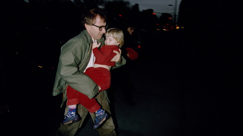 Woody Allen holds young Ronan Farrow
