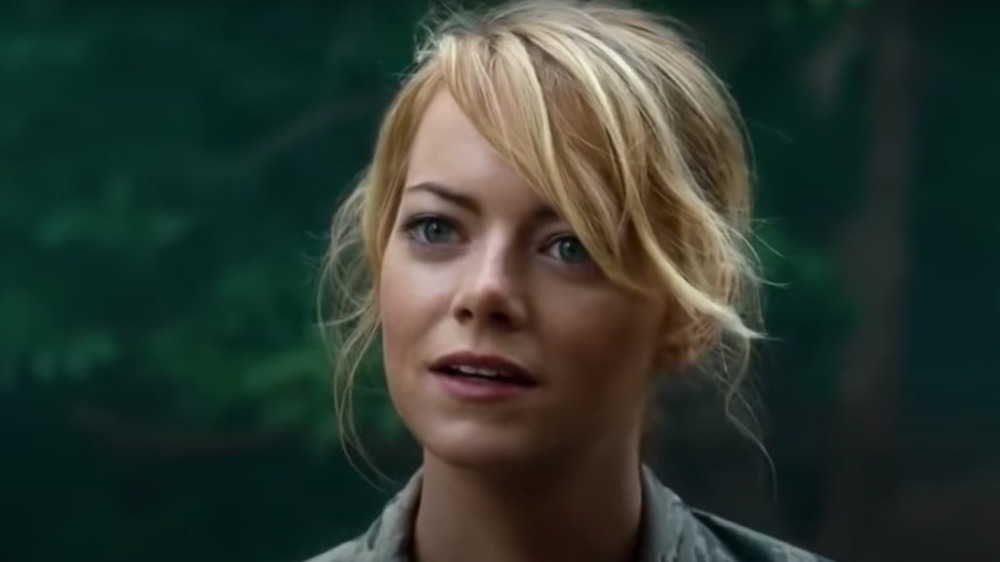 Emma Stone in Aloha looking at camera