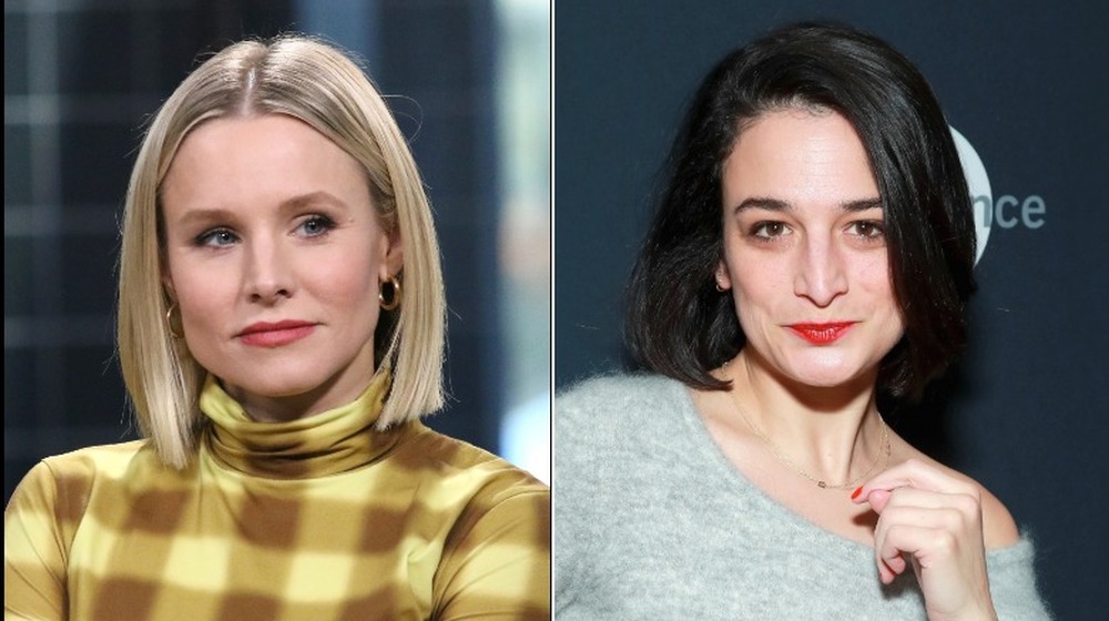 Kristen Bell, looking to the side; Jenny Slate looking at camera