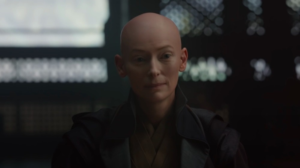 Tilda Swinton in Doctor Strange looking at camera