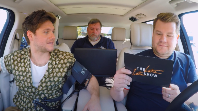 James Corden, Niall Horan inside car