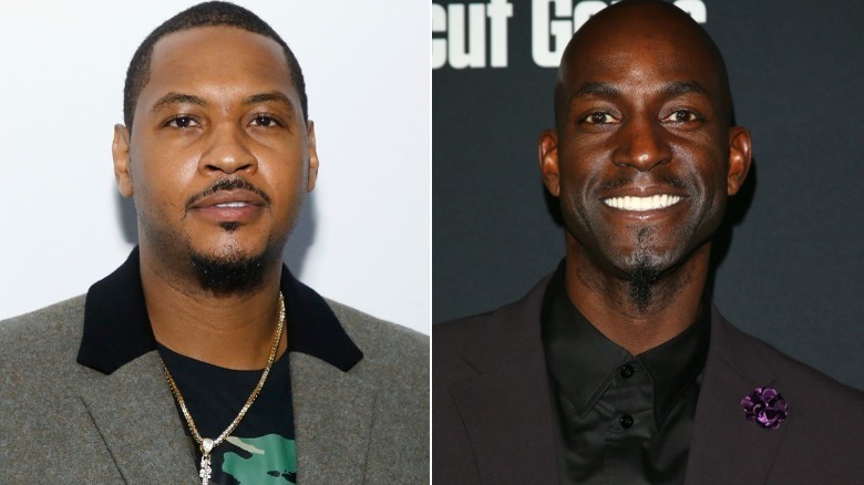 Carmelo Anthony and Kevin Garnett split image