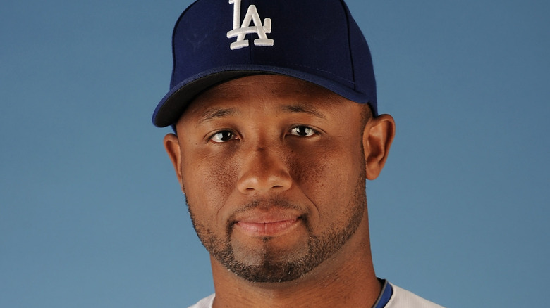 Román Colón in Dodgers cap