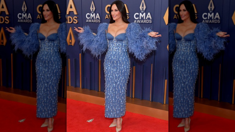 Kacey Musgraves wearing a blue dress at the 2024 CMA Awards