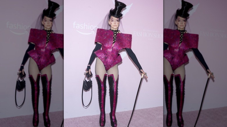 Susanne Bartsch holding cane