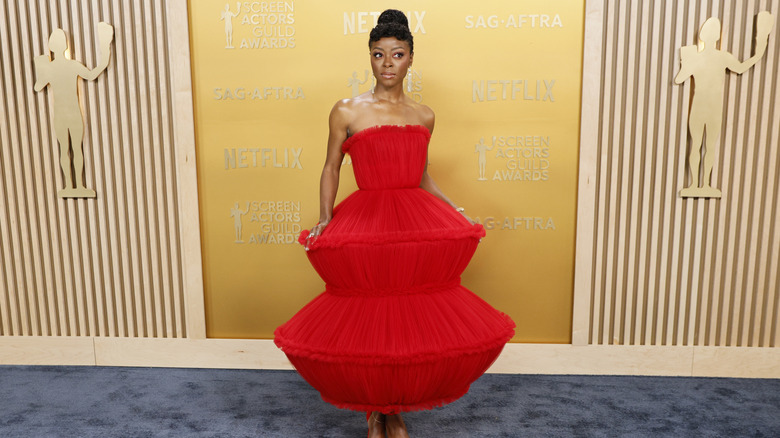 Danielle Deadwyler posing at the 31st Annual Screen Actors Guild Awards at Shrine Auditorium and Expo Hall