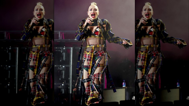 Gwen Stefani plaid outfit Coachella