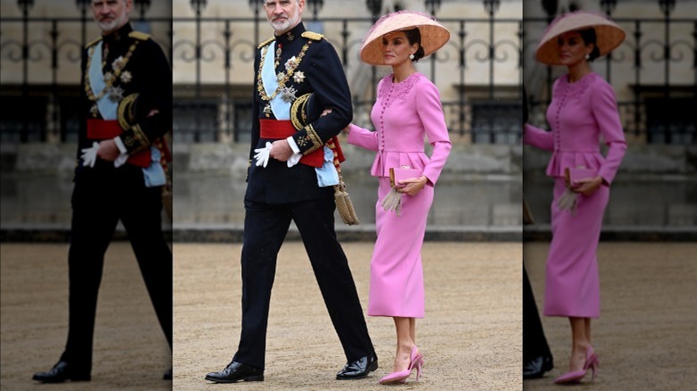 King Felipe VI Queen Letizia Spain pink dress