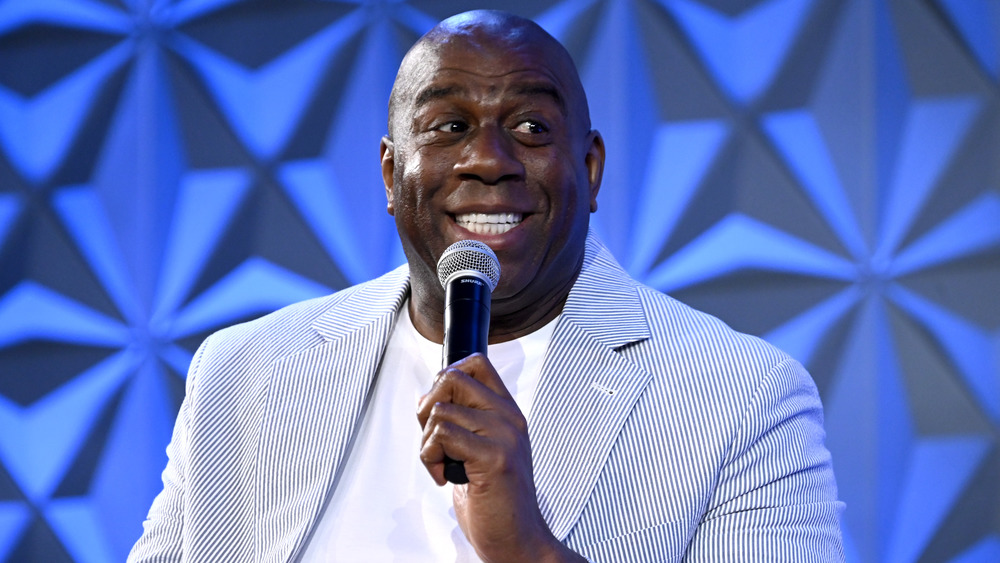 Magic Johnson on stage at The BET Experience in Los Angeles in 2019 