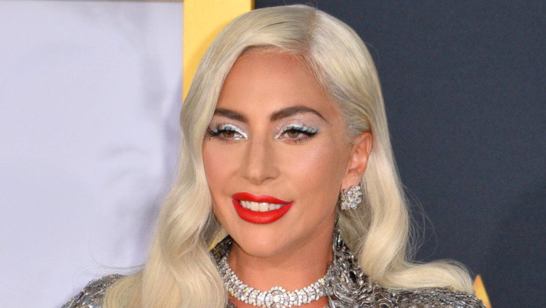 Lady Gaga wearing a diamond necklace