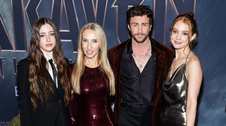 Sam and Aaron Taylor-Johnson pose with Angelica and Jessie in 2024