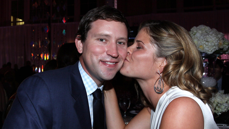 Jenna Bush Hager kisses Henry Chase Hager on the cheek