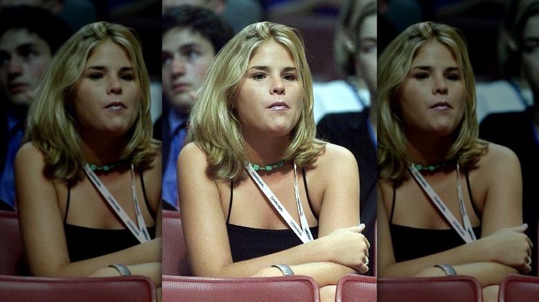 Jenna Bush Hager watches an event in 2000 with her arms crossed