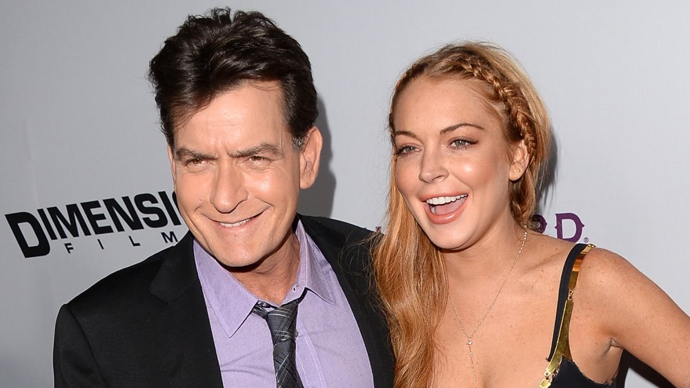 Charlie Sheen and Lindsay Lohan at the premiere of Scary Movie 5