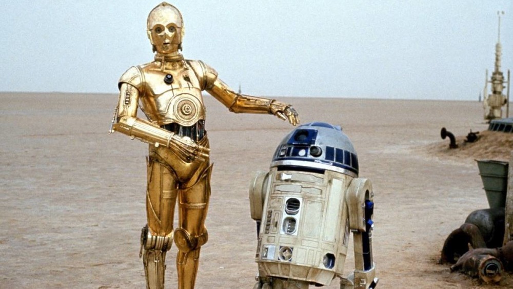 Anthony Daniels and Kenny Baker as C3PO and R2-D2