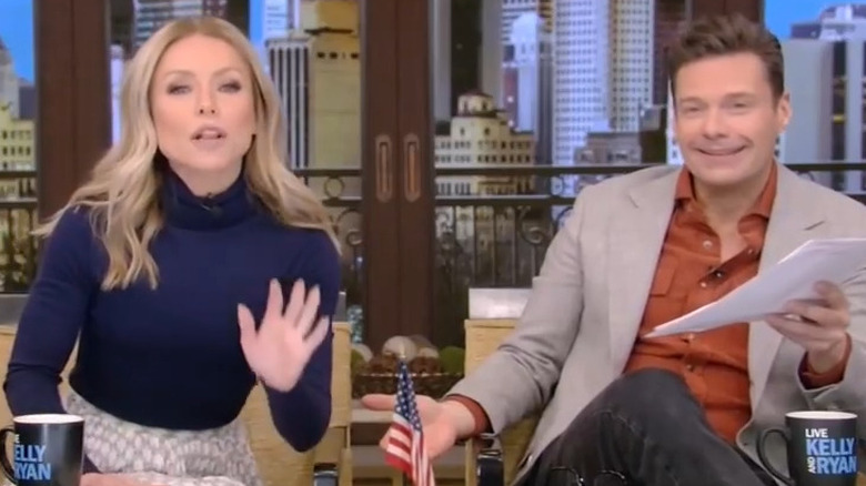 Kelly Ripa and Ryan Seacrest arguing on camera